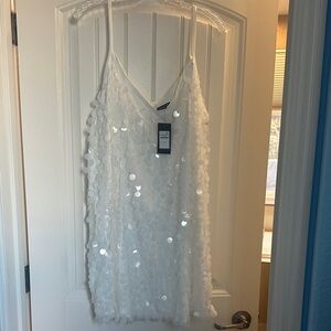 City Chic White Sequin Chemise Evening/Cocktail Dress